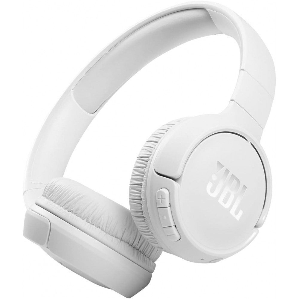 JBL Tune 510BT - Bluetooth headphones with up to 40 hours battery, microphone for calls, foldable and comfortable, Android and iOS compatible (White)