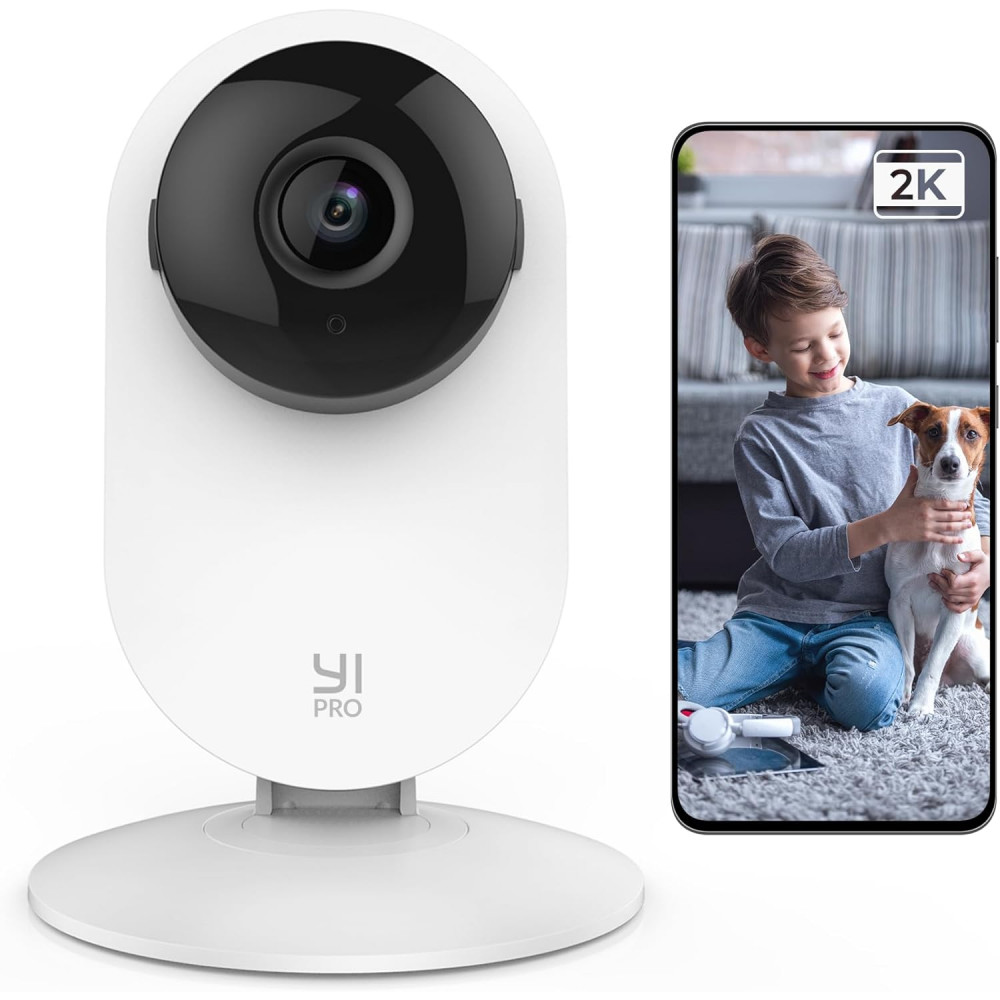 YI 2K 3MP Home Security Camera, Indoor Camera with Person, Vehicle, Animal Detection, Phone App for Baby, Pet, Dog, Monitoring, Compatible with Alexa