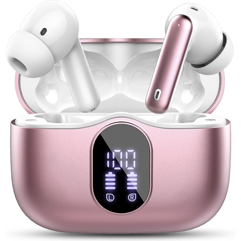 Wireless Earbuds Bluetooth 5.4 Headphones Bass Stereo Ear Buds with Noise Cancelling Mic LED Display in Ear Earphones IP7 Waterproof 36H Playtime for Laptop Pad Phones Sports Workout Rose Gold

Translated: Wireless Earbuds Bluetooth 5.4 Headphones Bass St